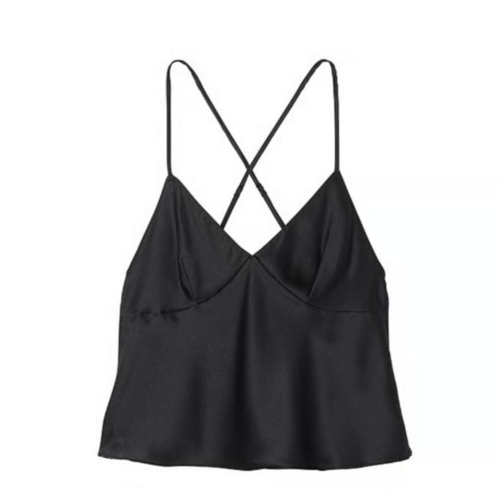 Victorias Secret Black Satin Camisole Size M